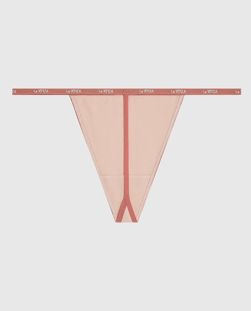 G-String Panty with Logo Trim Peaceful Peach