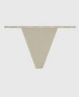 G-String Panty with Logo Trim Stone Grey