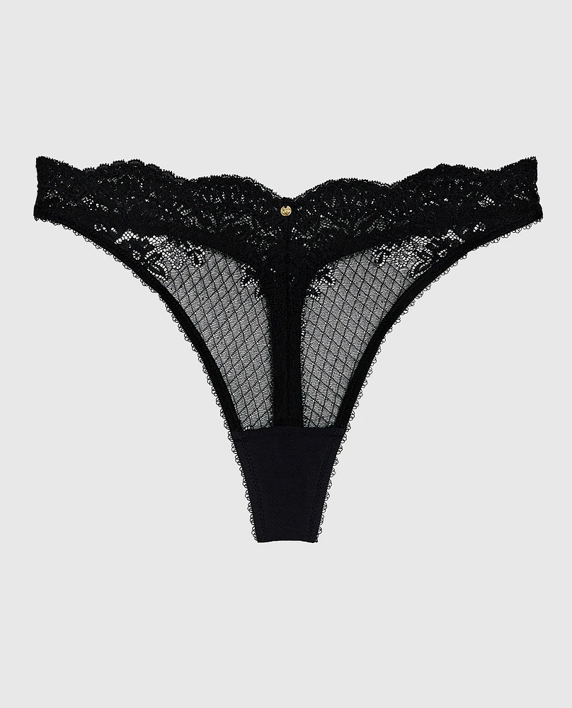 Lace High Leg Thong Panty