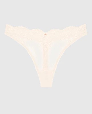 Lace High Leg Thong Panty Ivory Dawn