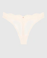 Lace High Leg Thong Panty Ivory Dawn