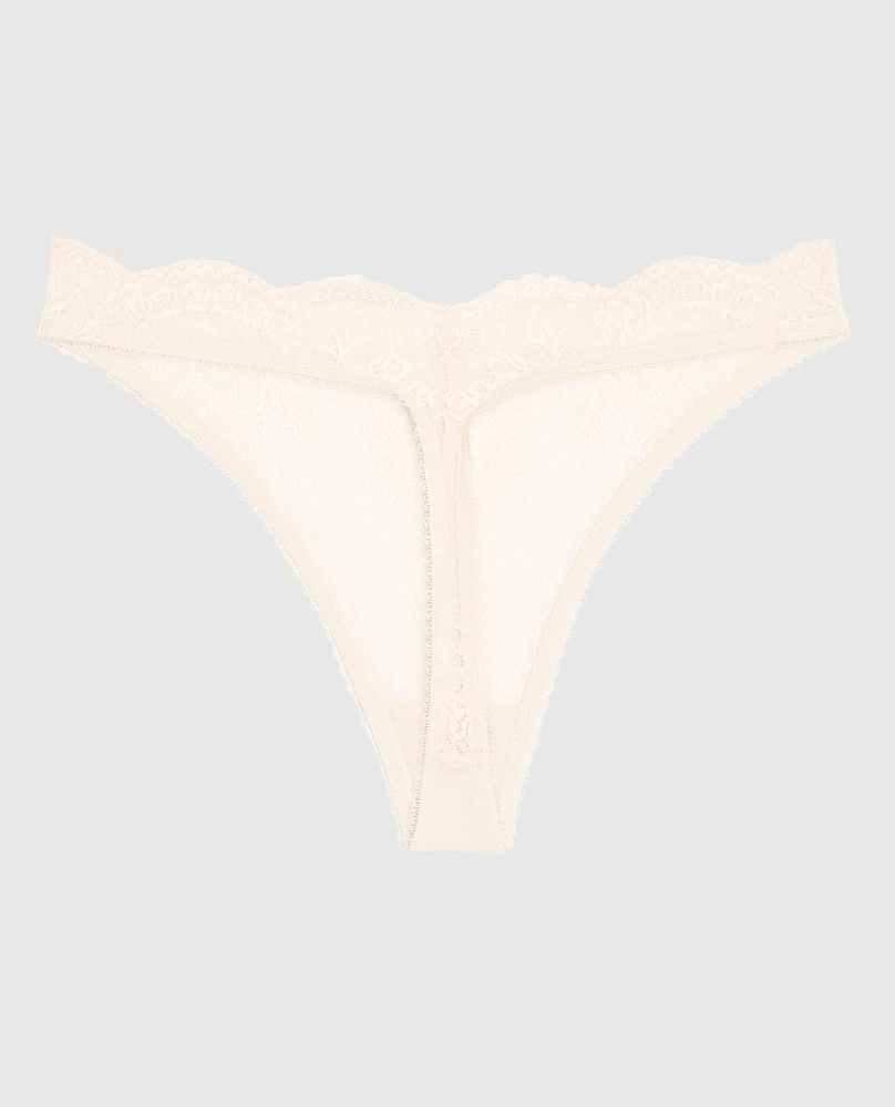 Lace High Leg Thong Panty Ivory Dawn