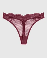 Lace High Leg Thong Panty Opulent Red