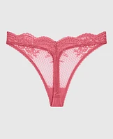 Lace High Leg Thong Panty Romantic Pink