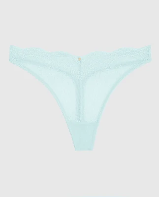 Lace High Leg Thong Panty Vista Blue