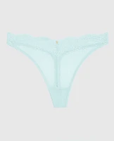 Lace High Leg Thong Panty Vista Blue