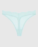 Lace High Leg Thong Panty Vista Blue