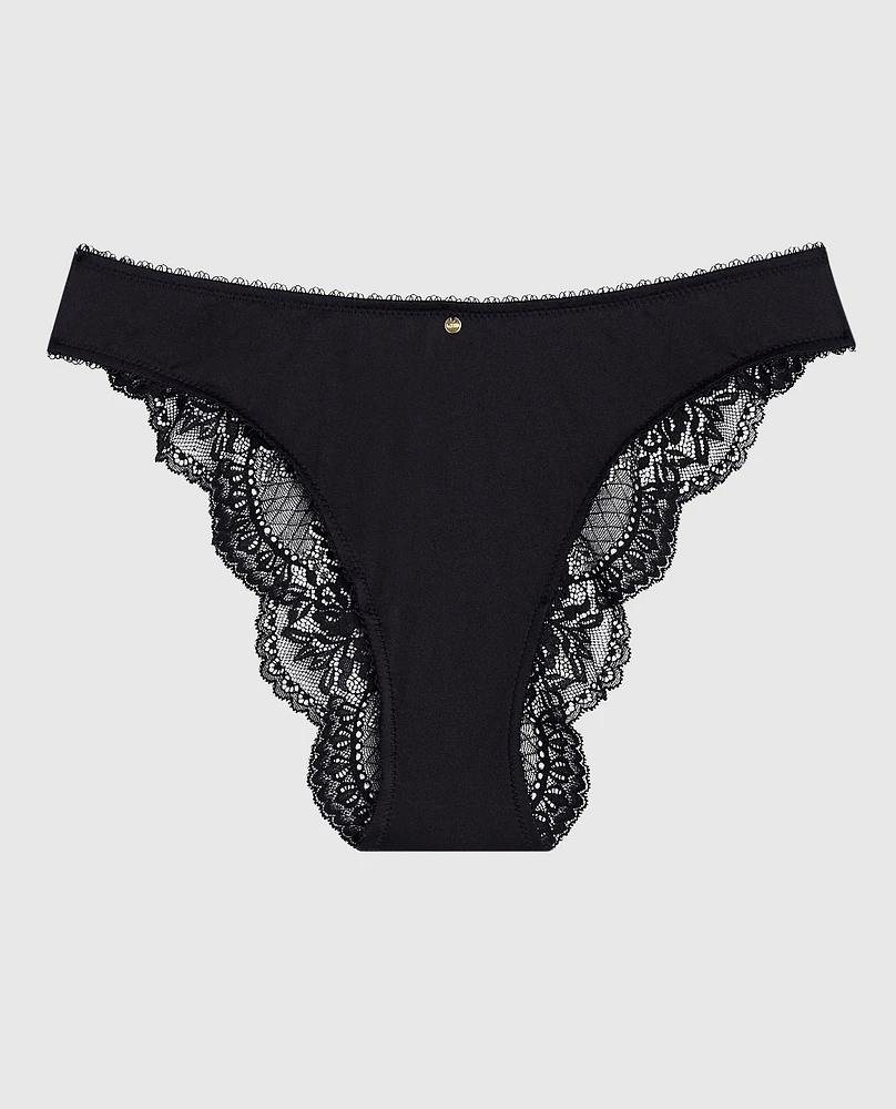 Cheeky Panty with Lace Back Smoulder Black