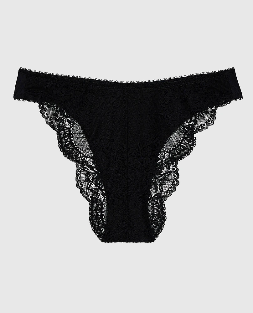 Cheeky Panty with Lace Back Smoulder Black