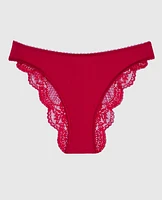 Culotte Cheeky avec dos en dentelle rouge cosmo