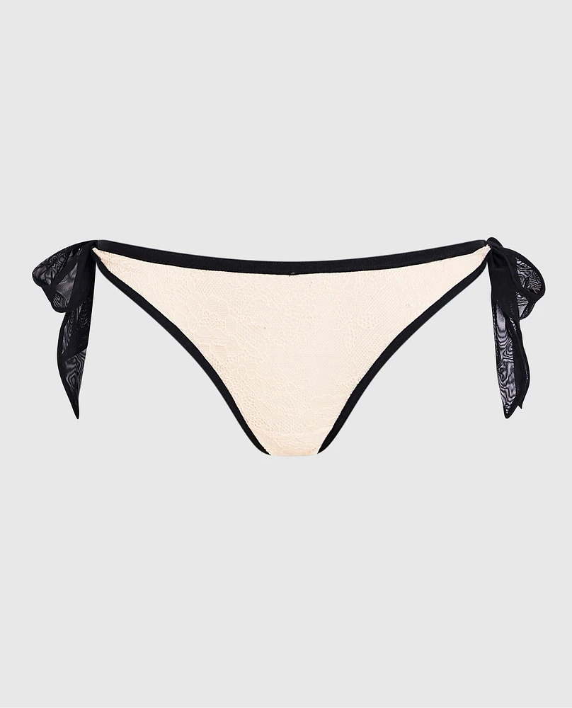 Tie-Side Thong Panty Ivory Dawn