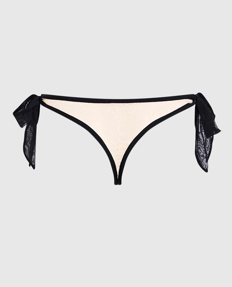 Tie-Side Thong Panty Ivory Dawn