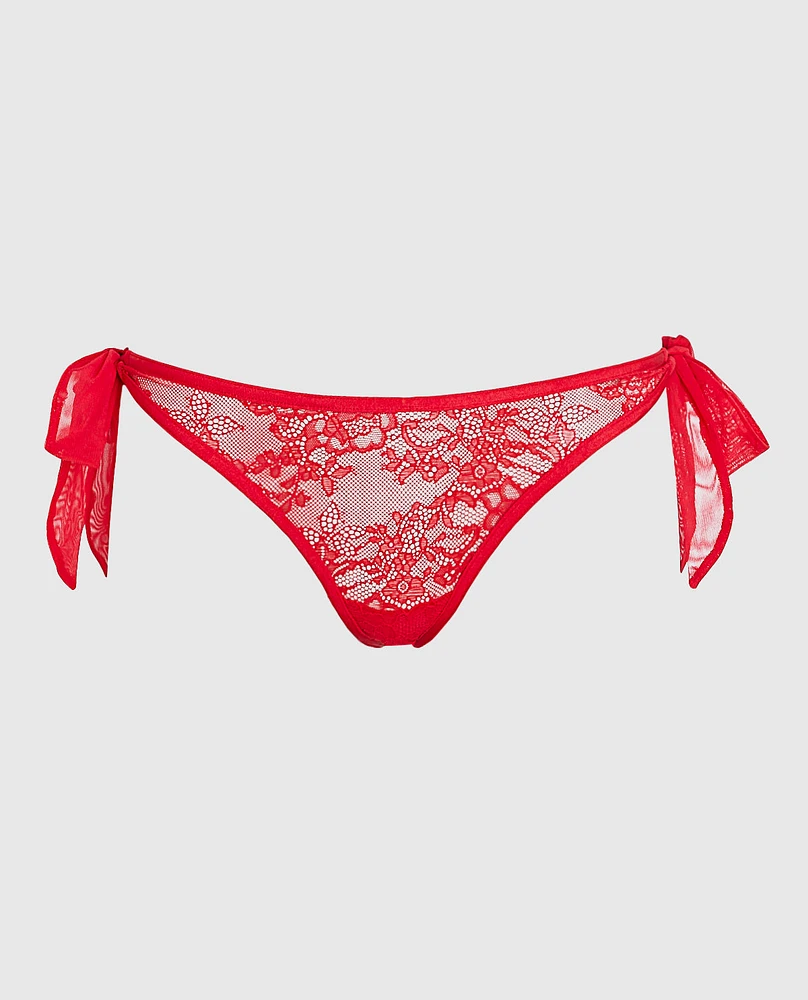 Tie-Side Thong Panty Cosmo Red