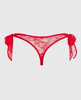 Tie-Side Thong Panty Cosmo Red