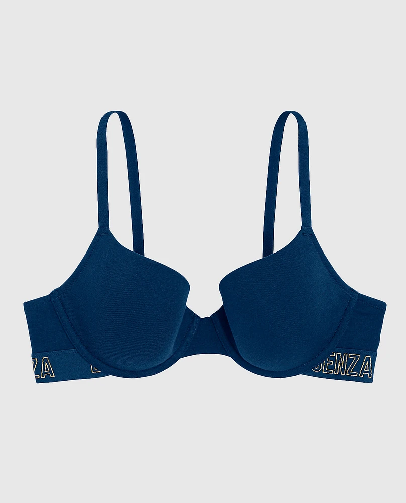 Lightly Lined Demi Bra with Logo Band