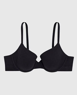 Waffle Lightly Lined Demi Bra Black