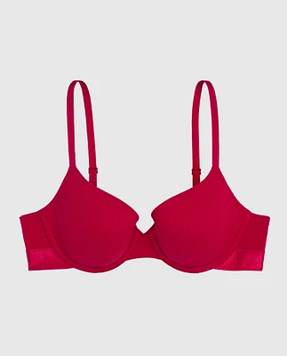 Waffle Lightly Lined Demi Bra Cosmo Red