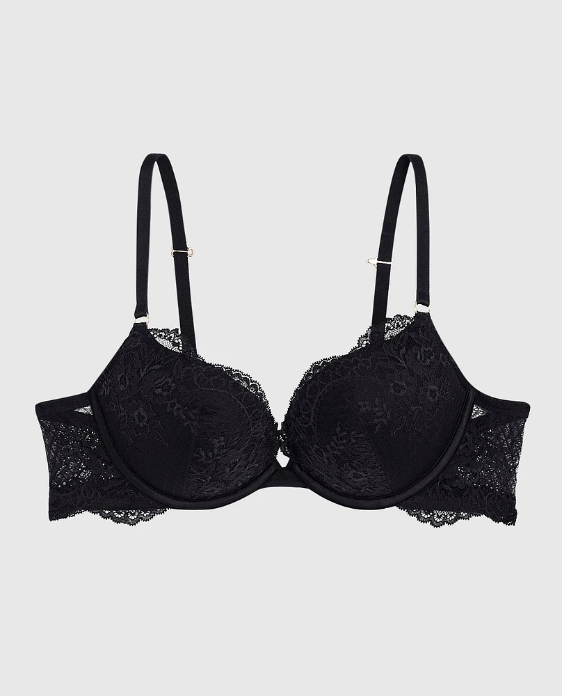 Allover Lace Push Up Bra Smoulder Black