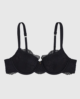 Allover Lace Lightly Lined Balconette Bra Black