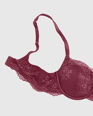 Allover Lace Lightly Lined Balconette Bra Opulent Red