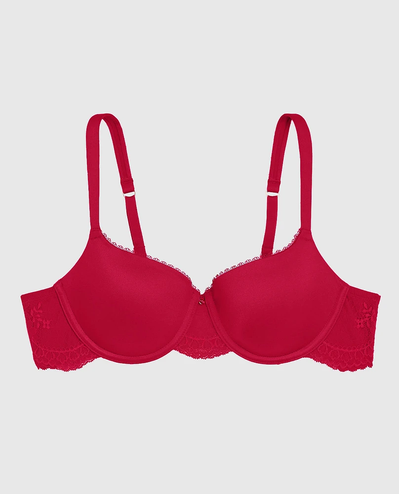 Smooth Lightly Lined Balconette Bra with Lace Wing