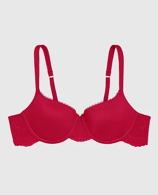 Smooth Lightly Lined Balconette Bra with Lace Wing