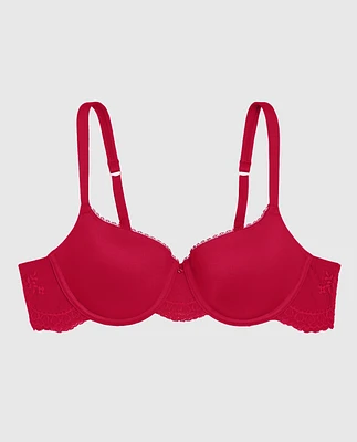 Lightly Lined Balconette Bra with Lace Wing Cosmo Red