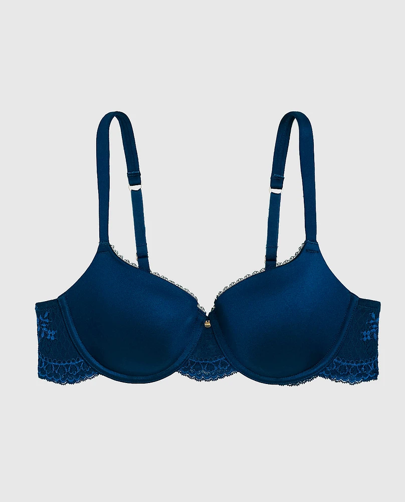 Lisse soutien-gorge balconnet légèrement doublé avec côté en dentelle