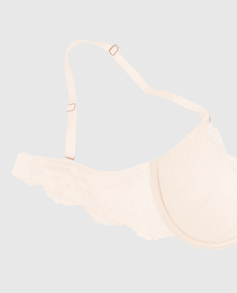 Allover Lace Up 2 Cup Push Bra Ivory Dawn