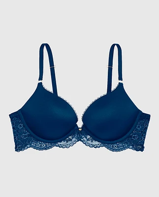 Smooth Up 2 Cup Push Bra with Lace Wing