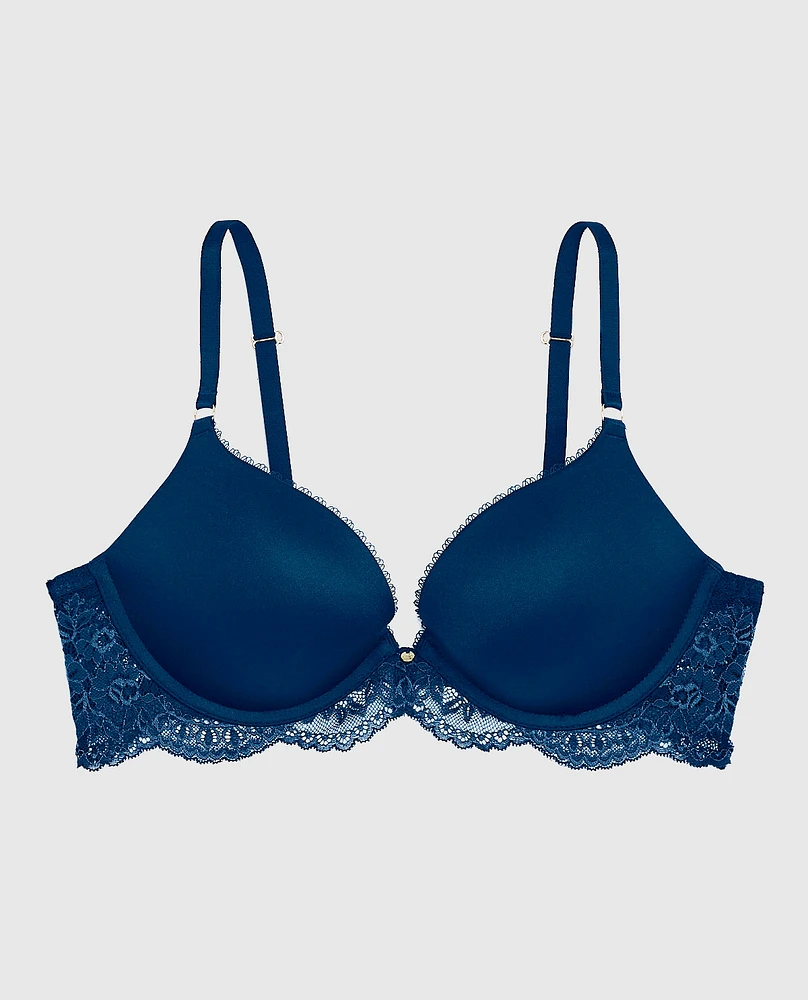 Smooth Up 2 Cup Push Bra with Lace Wing Ocean Cavern