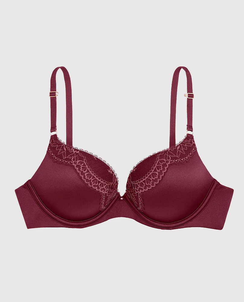 Up 2 Cup Push Bra with Lace Overlay Opulent Red