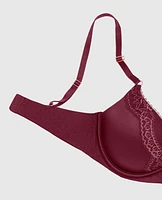 Up 2 Cup Push Bra with Lace Overlay Opulent Red