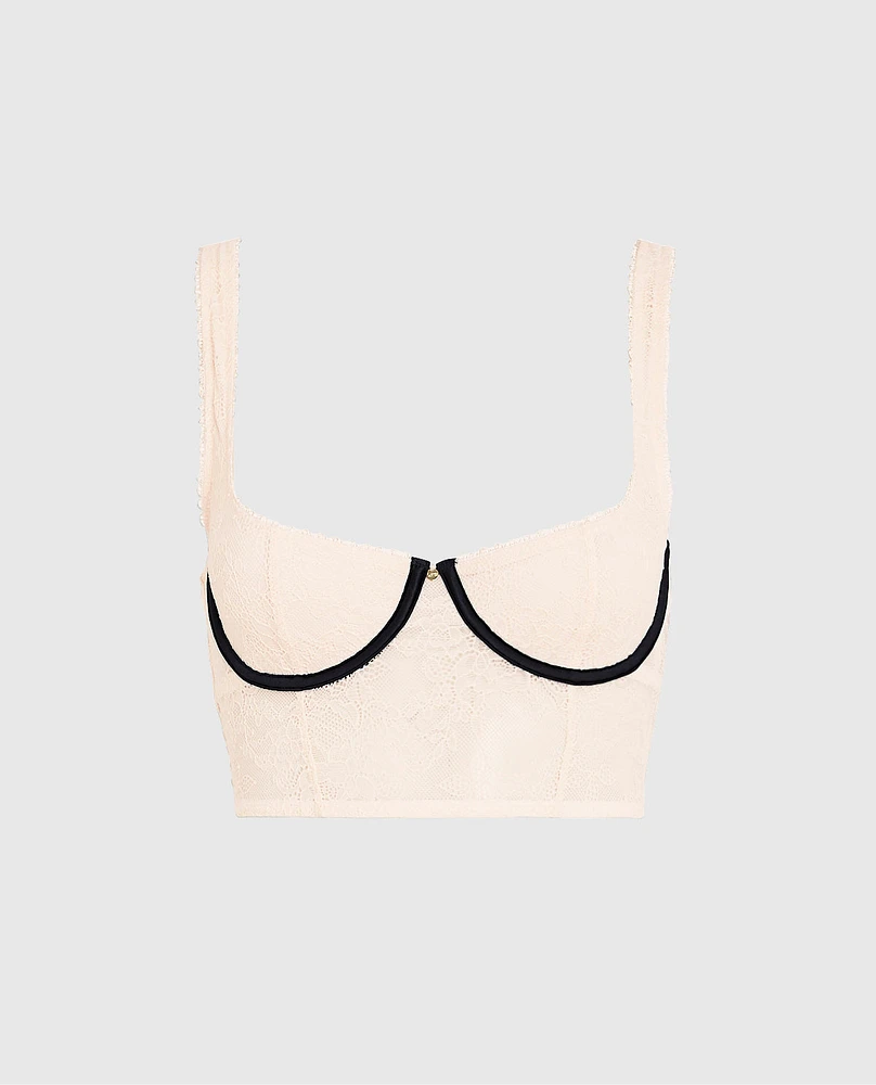 Unlined Satin Balconette Bra Top