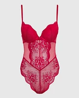 Push Up Lace Bodysuit Cosmo Red