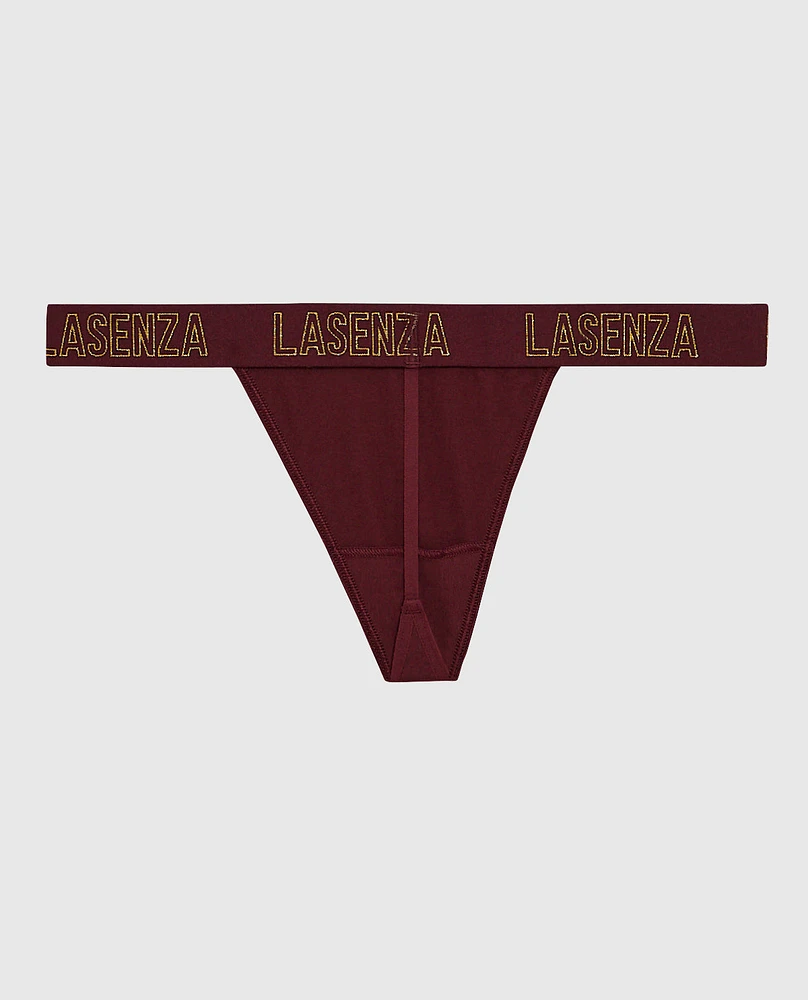 G-String Panty with Logo Band Red Wine