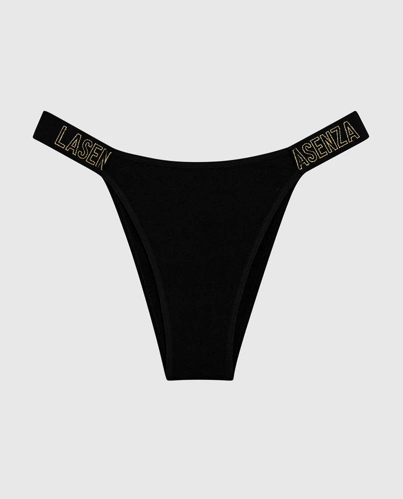 Culotte cheeky avec bande à logo noir fumée