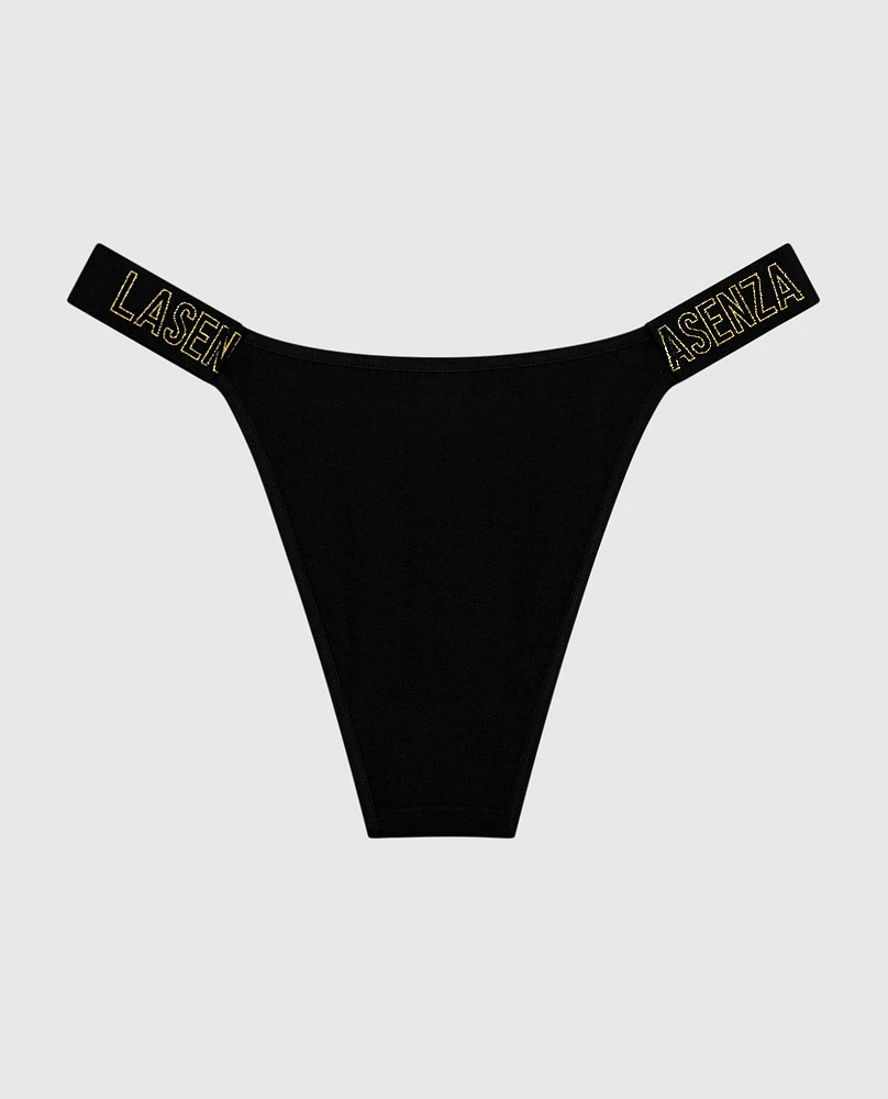 Culotte cheeky avec bande à logo noir fumée