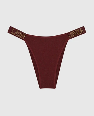 Cheeky Panty with Logo Band Red Wine