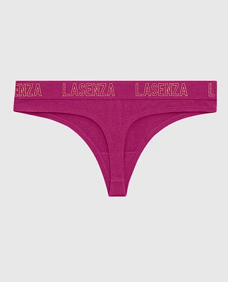 Thong Panty with Logo Band Outrageous Pink