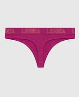 Thong Panty with Logo Band Outrageous Pink