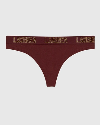 Thong Panty with Logo Band Red Wine