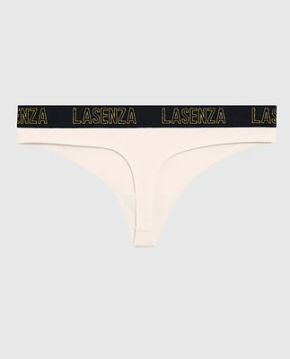 Thong Panty with Logo Band Ivory Dawn