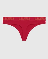 Thong Panty with Logo Band Cosmo Red