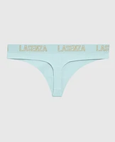 Thong Panty with Logo Band Vista Blue