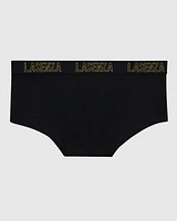 Boyshort Panty with Logo Band Smoulder Black