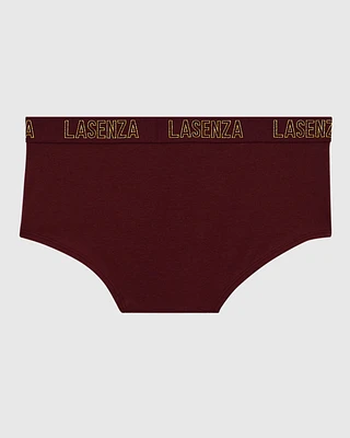 Boyshort Panty with Logo Band Red Wine