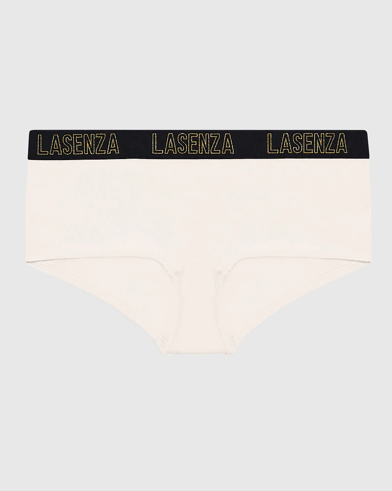 Boyshort Panty with Logo Band Ivory Dawn