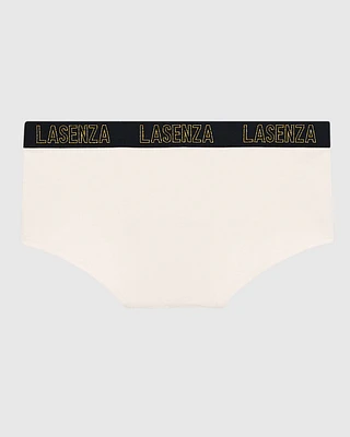 Boyshort Panty with Logo Band Ivory Dawn