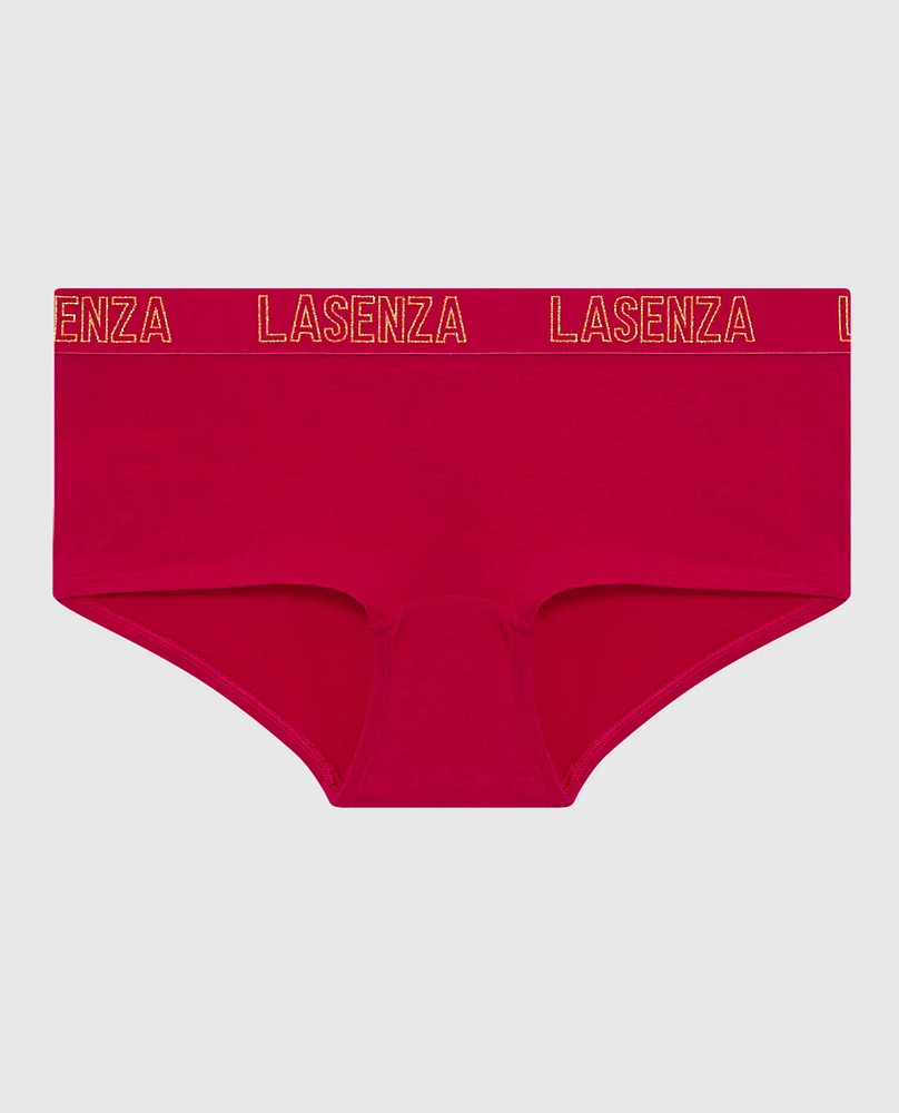 Boyshort Panty with Logo Band Cosmo Red